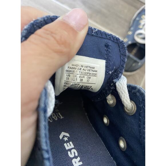 Converse All Star Low Top Denim Polka Dot Sneakers Shoes Kids Size 11 Canvas - Picture 4 of 7